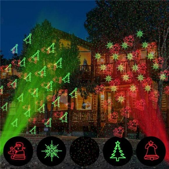 Christmas Laser Lights, Projector Lights Landscape Spotlight Red and Green Star - Picture 2 of 6